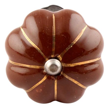 Dark Brown With Golden Line Ceramic Melon Wine Stopper